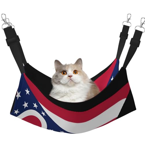 UYHhgqw Ohio Haustier-Hängematte mit Staatsflagge, Samt-Hängematte für Katzen, verstellbare Gurte mit Metallhaken, perfekt für kleine Haustiere von UYHhgqw