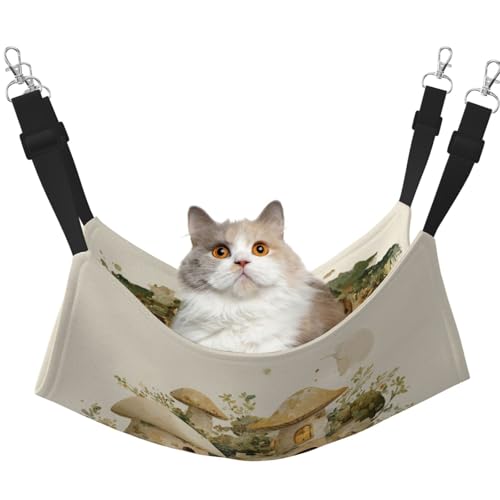 UYHhgqw Pilzhaus Haustier-Hängematte, Samt-Hängematte für Katzen, verstellbare Gurte mit Metallhaken, perfekt für kleine Haustiere von UYHhgqw