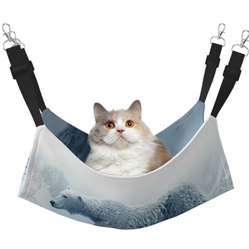 UYHhgqw Polar Bears In Glaciers Haustier-Hängematte, Samt-Hängematte für Katzen, verstellbare Gurte mit Metallhaken, perfekt für kleine Haustiere von UYHhgqw