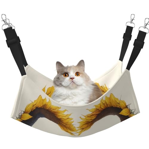 UYHhgqw Symmetrische Sonnenblumen-Haustier-Hängematte, Samt-Hängematte für Katzen, verstellbare Gurte mit Metallhaken, perfekt für kleine Haustiere von UYHhgqw