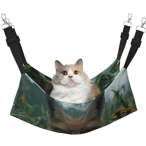 UYHhgqw The Fox In The Grass Haustier-Hängematte, Samt-Hängematte für Katzen, verstellbare Gurte mit Metallhaken, perfekt für kleine Haustiere von UYHhgqw