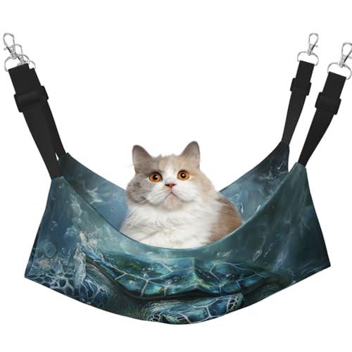 UYHhgqw The Happiness Of Turtles Haustier-Hängematte, Samt-Hängematte für Katzen, verstellbare Gurte mit Metallhaken, perfekt für kleine Haustiere von UYHhgqw