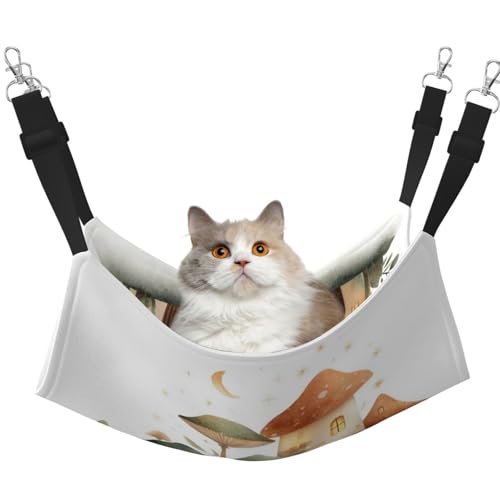 UYHhgqw The Secret Of Mushroom House Haustier-Hängematte, Samt-Hängematte für Katzen, verstellbare Gurte mit Metallhaken, perfekt für kleine Haustiere von UYHhgqw