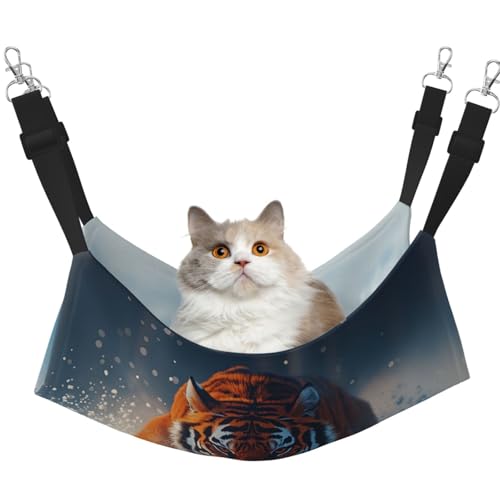 UYHhgqw Tigers in Hunting Haustier-Hängematte, Samt-Hängematte für Katzen, verstellbare Gurte mit Metallhaken, perfekt für kleine Haustiere von UYHhgqw
