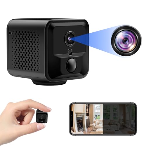 UYIKOO Mini Kamera, WLAN Akku Überwachungskamera 1080P HD WiFi Mikro Kleine Kamera Handy, 140° Sicherheitskamera Tragbare Haustierkamera, Nachtsicht PIR Bewegungserkennung 8 Stunden Aufnahme von UYIKOO