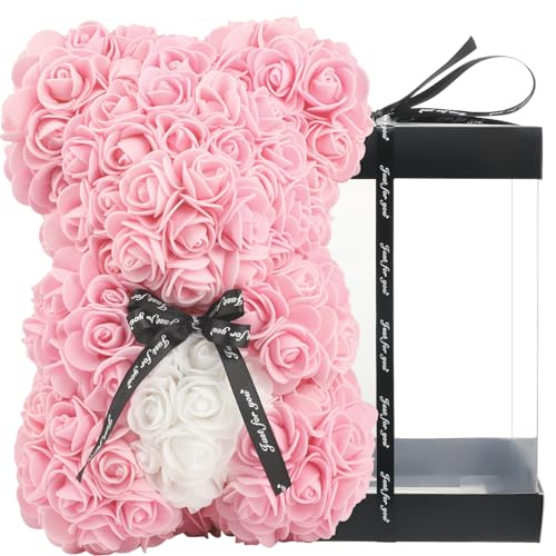 Rose Bär, Rosenbär Geschenk für Frauen, Muttertagsgeschenke, Rot Rosenblumenbär mit Geschenkbox, Romantisch Rosen Teddybär Geschenk für Sie, Muttertag, Weihnachten, Valentinstag, Geburtstag, Jubiläum von UYKJKWRT