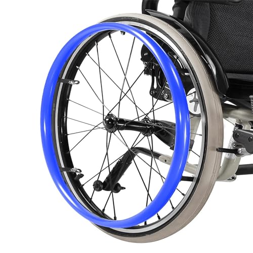 UYSELA 24-Zoll-Silikon-Rollstuhl-Greifreifenabdeckungen 1 Paar Hinterrad Sportrollstuhlabdeckung rutschfeste Verschleißfeste Handschubabdeckung, Silikon,Blau,24 in von UYSELA