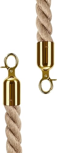 UYSELA Absperrseil mit Haken Sperre Absperrgurt Absperrkordel Tau Seil Absperrung Verbindungstau Abgrenzung Geflochtene Hanfseilbarriere für Warteschlangenteiler,1.5m/5ft-Gold Hooks von UYSELA