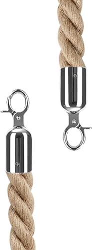 UYSELA Absperrseil mit Haken Sperre Absperrgurt Absperrkordel Tau Seil Absperrung Verbindungstau Abgrenzung Geflochtene Hanfseilbarriere für Warteschlangenteiler,1m/3.3ft-Silver Hooks von UYSELA