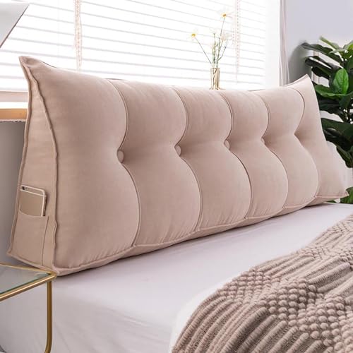 UYSELA Keilkissen Lesekissen für Bett und Sofa Lehnenkissen Rückenkissen Kopfteil Bett Rückenlehne Großes Dreieckiges Lendenkissen für Sofa Lendenkissen Bettkopfteil,Beige,Length 200cm/78.74in von UYSELA