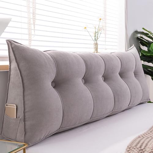 UYSELA Keilkissen Lesekissen für Bett und Sofa Lehnenkissen Rückenkissen Kopfteil Bett Rückenlehne Großes Dreieckiges Lendenkissen für Sofa Lendenkissen Bettkopfteil,Grau,Length 100cm/39.37in von UYSELA