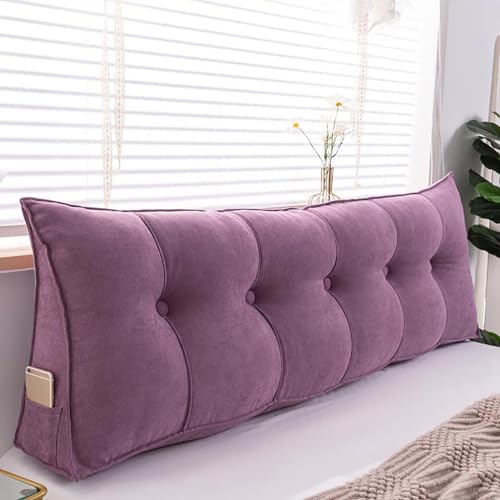 UYSELA Keilkissen Lesekissen für Bett und Sofa Lehnenkissen Rückenkissen Kopfteil Bett Rückenlehne Großes Dreieckiges Lendenkissen für Sofa Lendenkissen Bettkopfteil,Lila,Length 200cm/78.74in von UYSELA