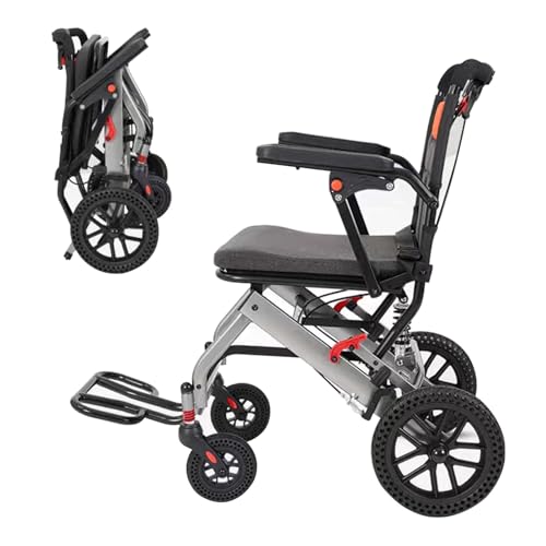 UYSELA Ultraleichter Rollstuhl Faltbar, Mehrzweck Transportrollstühle für Erwachsene, Tragbarer Reiserollstuhl für Senioren, Wiegt 9.5KG von UYSELA