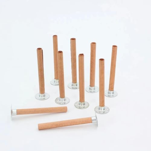 UYSSJTGAZ 10 Sets 50–125 x 6 mm Rohrtyp Große Holzdochte zur Kerzenherstellung mit Metalldochthalter Rauchfreie Sojakerzendochte Crackle-Holzdochte(6 * 65mm) von UYSSJTGAZ