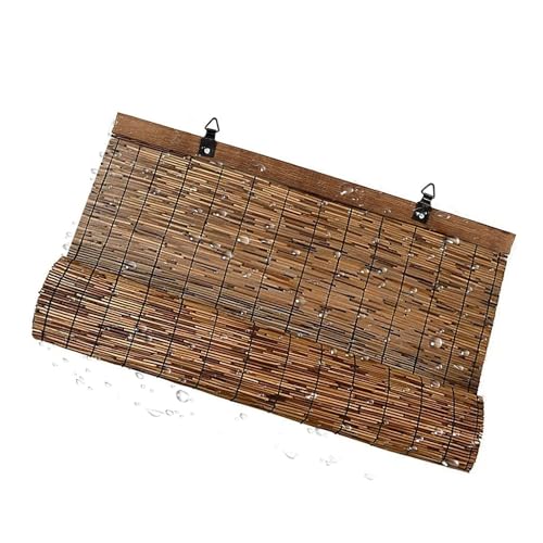 Holz-Bambus Rollo, Sonnenschutz Bambusrollos, Outdoor Retro Schilf Vorhang Sichtschutz 55cm 60cm 70cm 80cm 100cm 120cm 140cm Breit Für Terrasse/Garten/Balkon/Küche von UYTOIZ