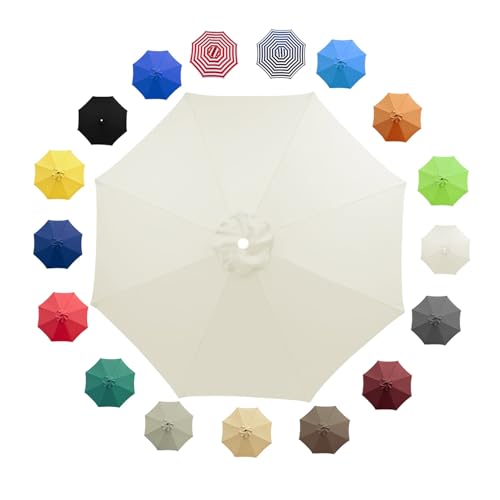 UYTOIZ 2.7m/3.0m 8 Strebens Wasserdicht Sonnenschirm Ersatzbezug,groß Windfest Baldachin Regenschirm ErsatzStoff,Ersatzdach für Terrassenschirm,Ampelschirm Bezug(Beige,3.0m) von UYTOIZ