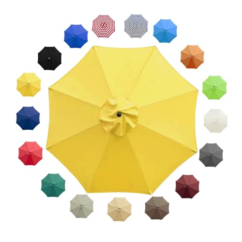 UYTOIZ 2.7m/3.0m 8 Strebens Wasserdicht Sonnenschirm Ersatzbezug,groß Windfest Baldachin Regenschirm ErsatzStoff,Ersatzdach für Terrassenschirm,Ampelschirm Bezug(Gelb,3.0m) von UYTOIZ
