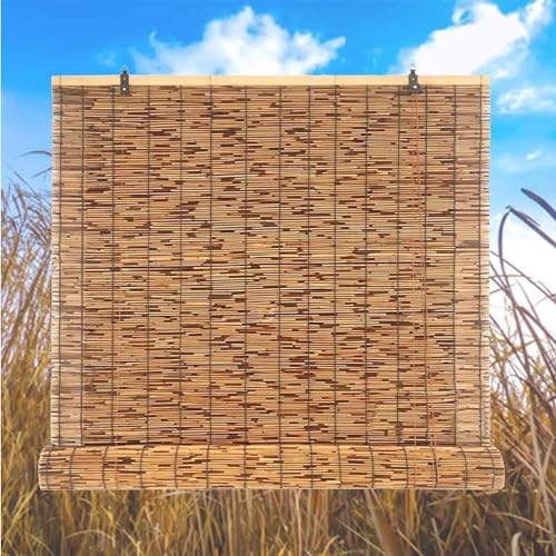 UYTOIZ Bambusrollo, Schilf Vorhang Im Freien 45 50 85 90 115 140cm Breit, Wasserdicht Natür-Bambus Rollo Für Pavillon Terrasse Veranda Pergola von UYTOIZ