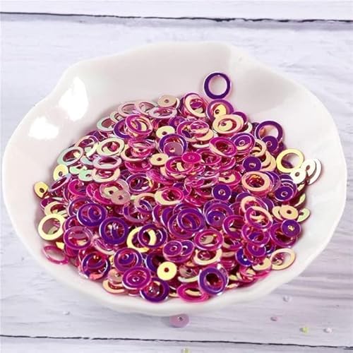 Dekorative Pailletten, Näh-Pailletten, Pailletten zum Nähen, 10 g/Packung, Glitzer-Pailletten, 4 mm/6 mm, Ringkreis, runde Form, lose Pailletten für Nagelkunst, Damen, Nähen, Kinder, DIY-Zubehör, JG von UYUME