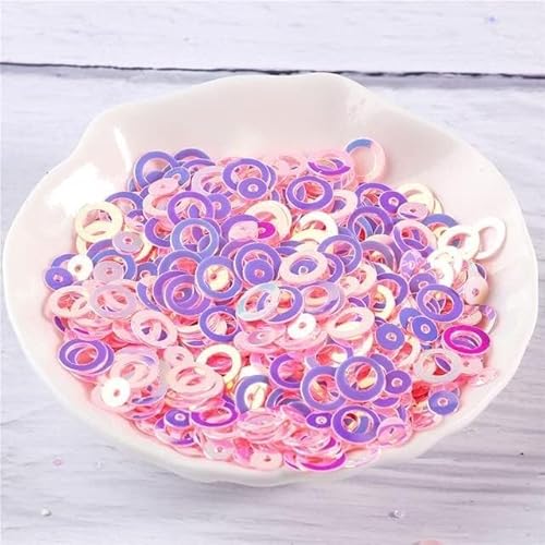 Dekorative Pailletten, Näh-Pailletten, Pailletten zum Nähen, 10 g/Packung, Glitzer-Pailletten, 4 mm/6 mm, Ringkreis, runde Form, lose Pailletten für Nagelkunst, Damen, Nähen, Kinder, DIY-Zubehör, JG von UYUME