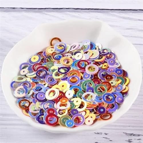 Dekorative Pailletten, Nähpailletten, Nähpailletten, 10 g/Packung Glitter Pailletten 4mm / 6mm Ring Runde Form lose Pailletten für Nail Art Frauen Nähen Kinder DIY Zubehör - JG von UYUME