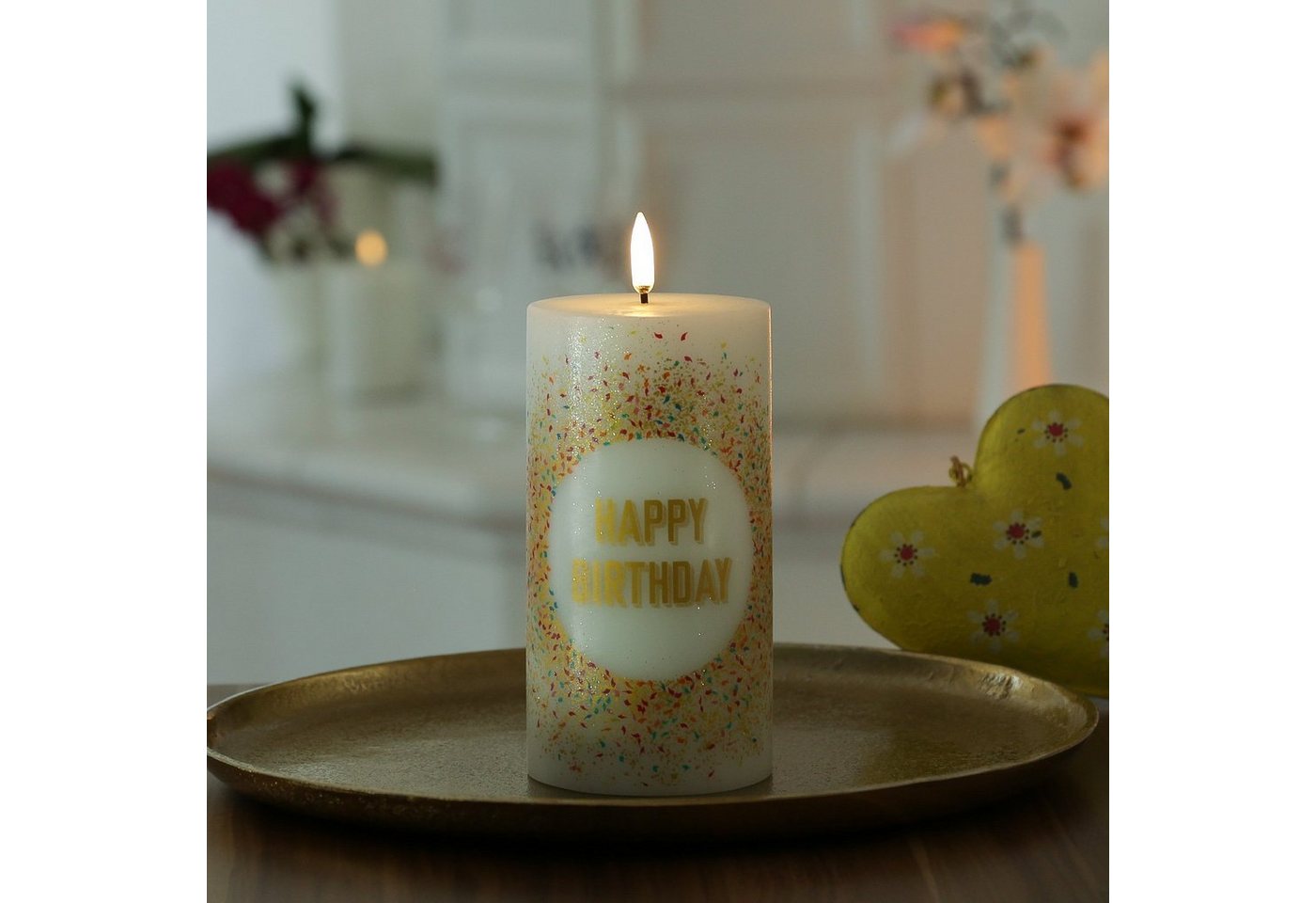 UYUNI Lighting LED-Kerze LED Kerze HAPPY BIRTHDAY Geburtstagskerze Geschenk H: 15cm bis 1000Std (1-tlg) von UYUNI Lighting