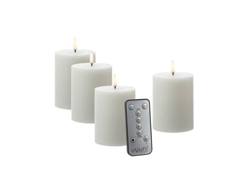 UYUNI Lighting LED-Kerze LED Kerzenset THEA Uyuni H: 10cm mit Batterien Fernb. 4er Set weiß (4-tlg) von UYUNI Lighting