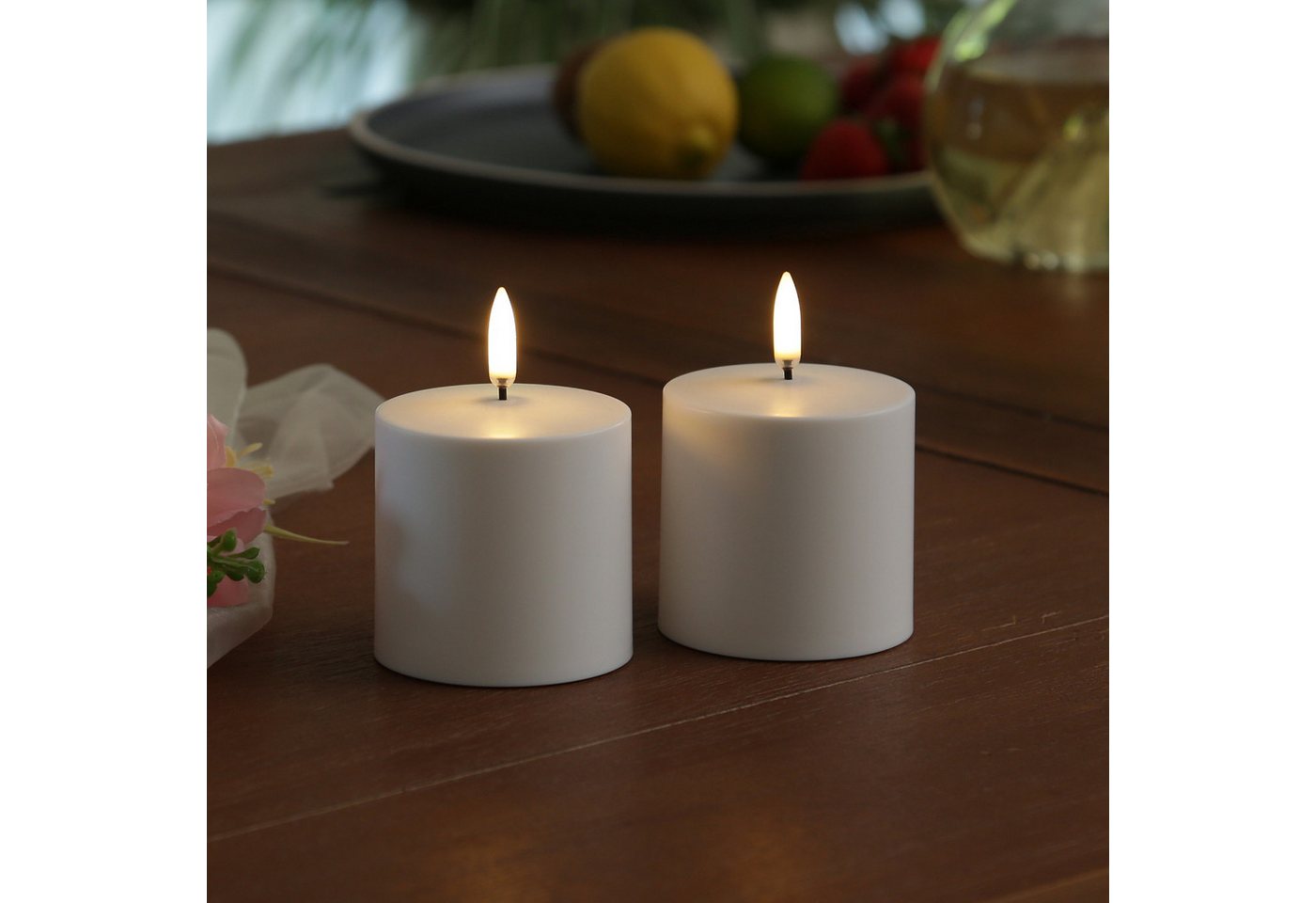 UYUNI Lighting LED-Kerze Stumpenkerzen aufladbar 6,8x6,8cm Timer Außen Feier Tischdeko 2er Set (2-tlg) von UYUNI Lighting