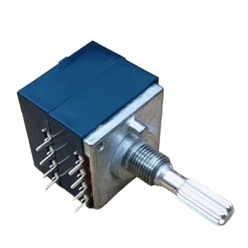 1 stück RK27 Dual-unit Gezackten Volumen Drehpotentiometer 50K 100K 50Ax2 100AX2 Dual Schlitz 8Pins 25MM Blume Welle(100K Ohm) von UYUUBNK