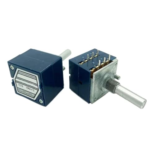 1 stück RK27 Dual-unit Gezackten Volumen Drehpotentiometer 5kX2 10k 20k 50K 100K 250k 500k Runde/Flache Welle 6Pin Länge 25mm(5K Ohm) von UYUUBNK