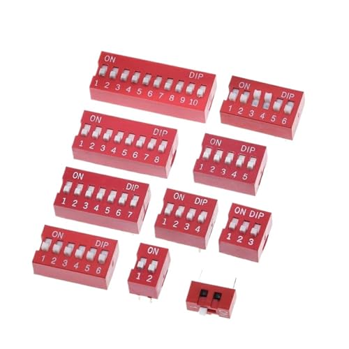 10 stücke Schiebeschaltermodul 1 2 3 4 5 6 7 8 10PIN 2,54 mm Positionsweg Roter Kippschalter Roter Schalter Wählschalter(4Way Switch 10PCS) von UYUUBNK