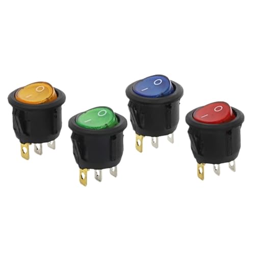 100 Stücke KCD1 EIN/AUS Runde Wippschalter LED beleuchtet Auto Armaturenbrett Dash Boot Van 12-24 v 110 v-250 v(Yellow,12-24v) von UYUUBNK