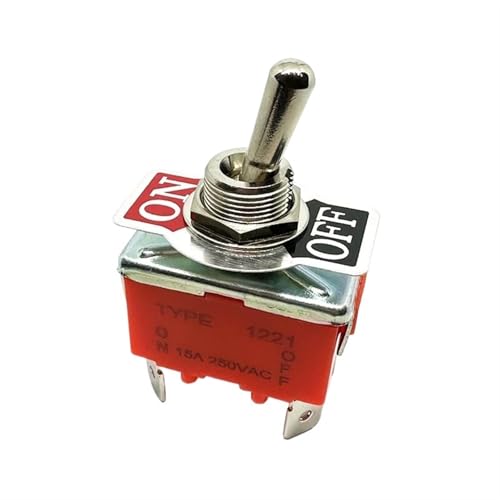 1PC 1221C 15A 250VAC DPST ON OFF 12mm Montageloch 4 Lötanschlüsse Selbstsichernder Power Rocker Rastkippschalter von UYUUBNK