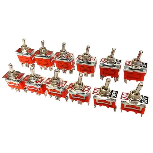 1PC 1221S ON OFF 12mm Montageloch 15A 250VAC DPST 4 Anschlussschraubenstifte Selbstsichernder Power Rocker Rastkippschalter von UYUUBNK