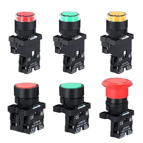 1PC 22mm Push Button Switch Momentary Reset ON OFF 12V/220V/48V/24V Schwarz NC NO Power-Taste(EW3162 RED 1NC,No Light) von UYUUBNK