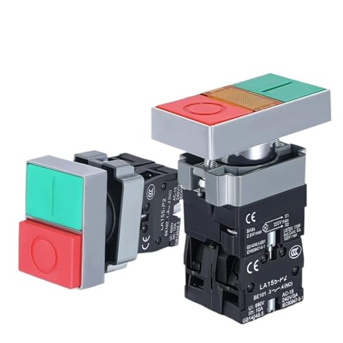 1PC Doppel Push Button 24V 220V 12V Netzteil Start Öffnung 22MM Rot-grün Doppel bond Schalter AC ON/OFF START STOP(2NO without Light,6V) von UYUUBNK