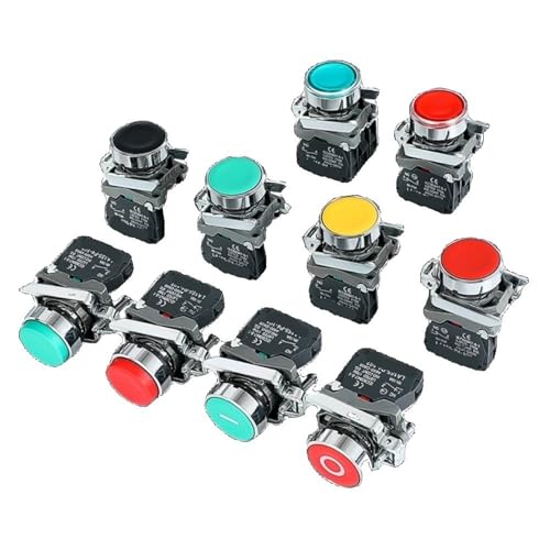 1PC XB4 Druckschalter Momentan Selbstrückstellend Flacher Hoher Kopf 22mm Power Druckschalter mit Licht XB4-BA42 BA31 BA55 10A NC/NO Rot(XB4-BA11 WHITE 1NO,220V) von UYUUBNK