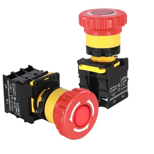 22mm Not-Aus-Taste Schalter mit Licht Not-Aus Netzschalter Steuerung Elektrischer Starterschalter 220V 10A NC(NC Base,3NC_220V) von UYUUBNK