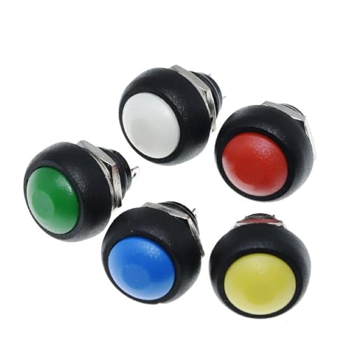 5 Stücke 12mm Wasserdicht Momentary ON/OFF Push Button Runde Schalter PBS-33B(Green) von UYUUBNK