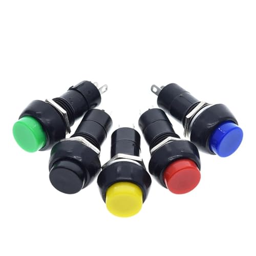 5 stücke PBS-11B 2PIN 12mm Kein Schloss Selbst-Lock ON OFF Push Button Momentary Schalter 3A 150V Schwarz blau Rot Grün Gelb(Green) von UYUUBNK