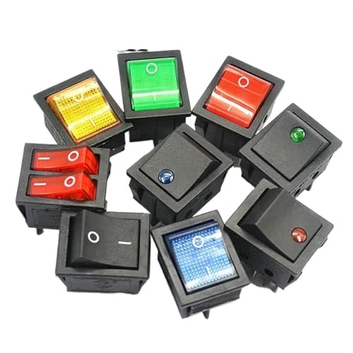 KCD4 Wippschalter Schiffstyp Schalter Wippschalter Power Button 4/6PIN rotes Licht grünes Licht 31x25mm 16a 250v EIN-AUS/EIN-AUS-EIN(4PIN ON-OFF B) von UYUUBNK