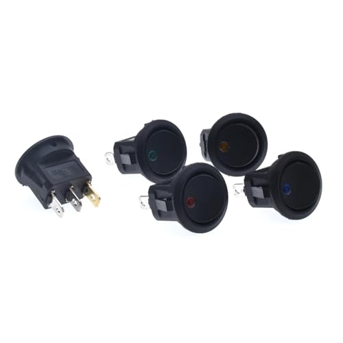 Runder Bootsschalter 12V Auge mit Licht KCD1 3PIN ROT schwarz grün blau RUNDER Druckknopf Wippschalter EIN/AUS Netzschalter(4 colors of 1pcs) von UYUUBNK