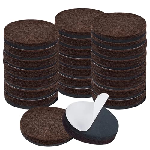 UYUYong 48 Stück Filzgleiter Selbstklebend Rund Selbstklebende Filzkreise Filzgleiter & Antirutsch-Pads mit Plastikbox Schrankfüße Bodenschutz Braun für Stühle Böden Möbel Stuhlgleiter von UYUYong