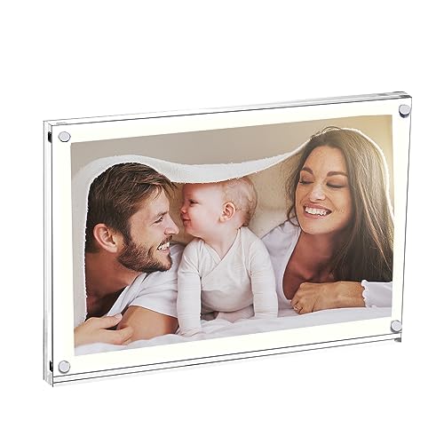 UYUYong Bilderrahmen Acryl 15 * 21 cm Transparenter Fotorahmen Acrylglas Bilderrahmen Magnet mit Aufkleber für Familie Freunde Büro Geburtstag Weihnachten von UYUYong