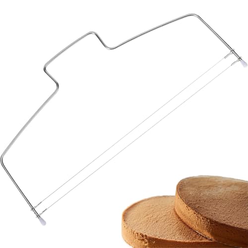 UYVPAER Tortenschneider, Professioneller Kuchenschneider Aus Edelstahl 32 Cm, Doppellagiger Schneiddraht, Tortensäge-Draht Höhenverstellbar Für Gleichmäßige Tortenschichten von UYVPAER