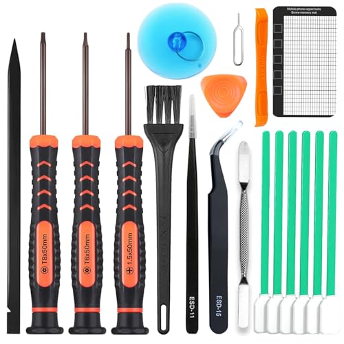 Präzisions-Schraubendreher-Set, Reparatur-Set für Xbox, PS5, PS4, PS3Controller, AppleMacMini, Ph000, T6, T8, Torx-Sicherheitsschraubendreher, Spudger, Pinzette, Reinigungsbürste, Saugnapf mit Präzisions-Schraubendreher-Set, Reparatur-Set für Xbox, PS5, PS4, PS3Controller, AppleMacMini, Ph000, T6, T8, Torx-Sicherheitsschraubendreher, Spudger, Pinzette, Reinigungsbürste, Saugnapf mit von UYXiNONE