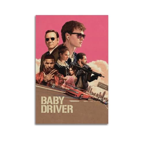 UYYRWEQRTR Poster "Baby Driver", ästhetische Wandkunst, dekoratives Gemälde, Poster, Dekoration, Vintage-Leinwand für Wohnzimmer, Schlafzimmer, 20 x 30 cm, ungerahmter Stil von UYYRWEQRTR