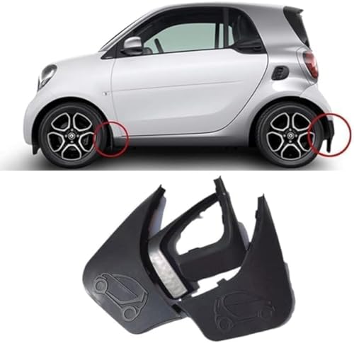 UZAM Auto Schmutzfänger für Smart 451 Fortwo 453 Fortwo 2009-2020 Forfour 2015-2020, 4 Stück Car Vorne Hinten Kotflügel Spritzschutz Zubehör von Tynozs