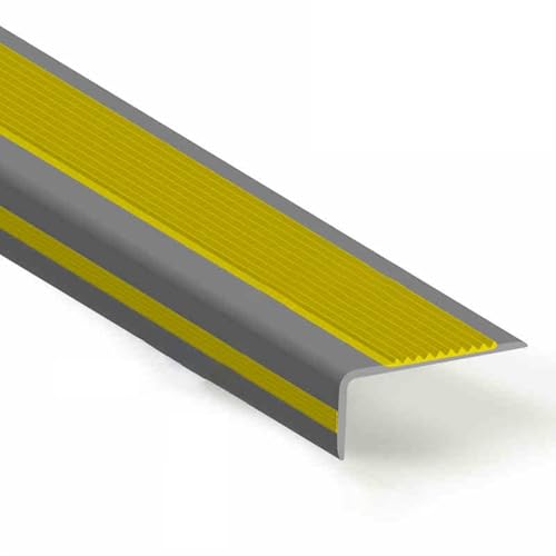 Bodenschwellenübergangsleiste, Selbstklebende Treppenkantenleiste aus PVC, L-förmig, Übergangsleiste for den Innen- und Außenbereich, mehrfarbig, 50–150 cm(Yellow,L150cm(59")) von UZAMIRLEX