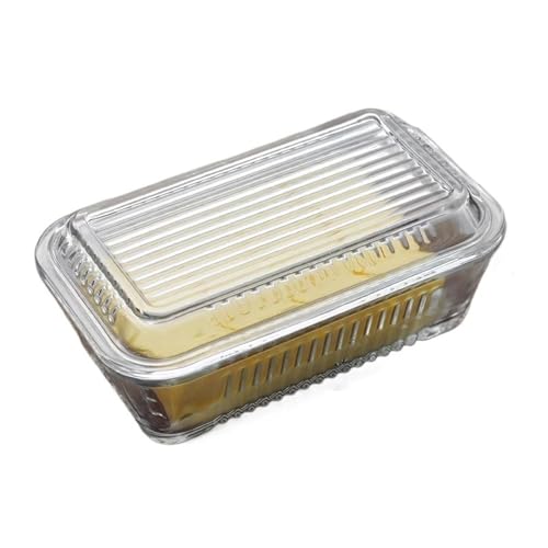 UZAMIRLEX Butterdose mit Deckel, Transparenter Käse-Glasspeicher 17x10.2x5.3cm for Restaurant-Hotel-Bankette von UZAMIRLEX